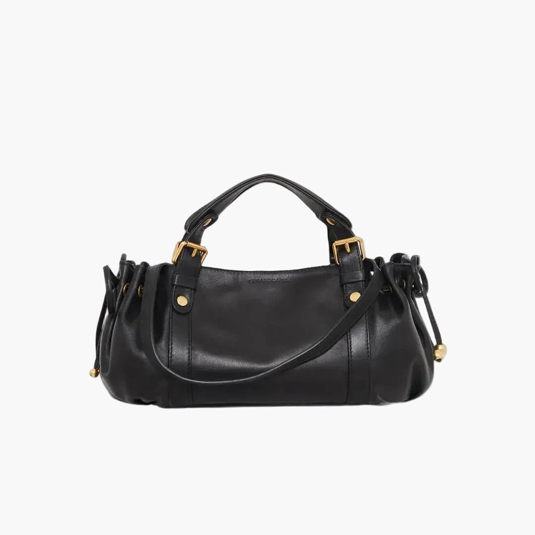slouch shoulder bag black women gold hardware top handle elegant