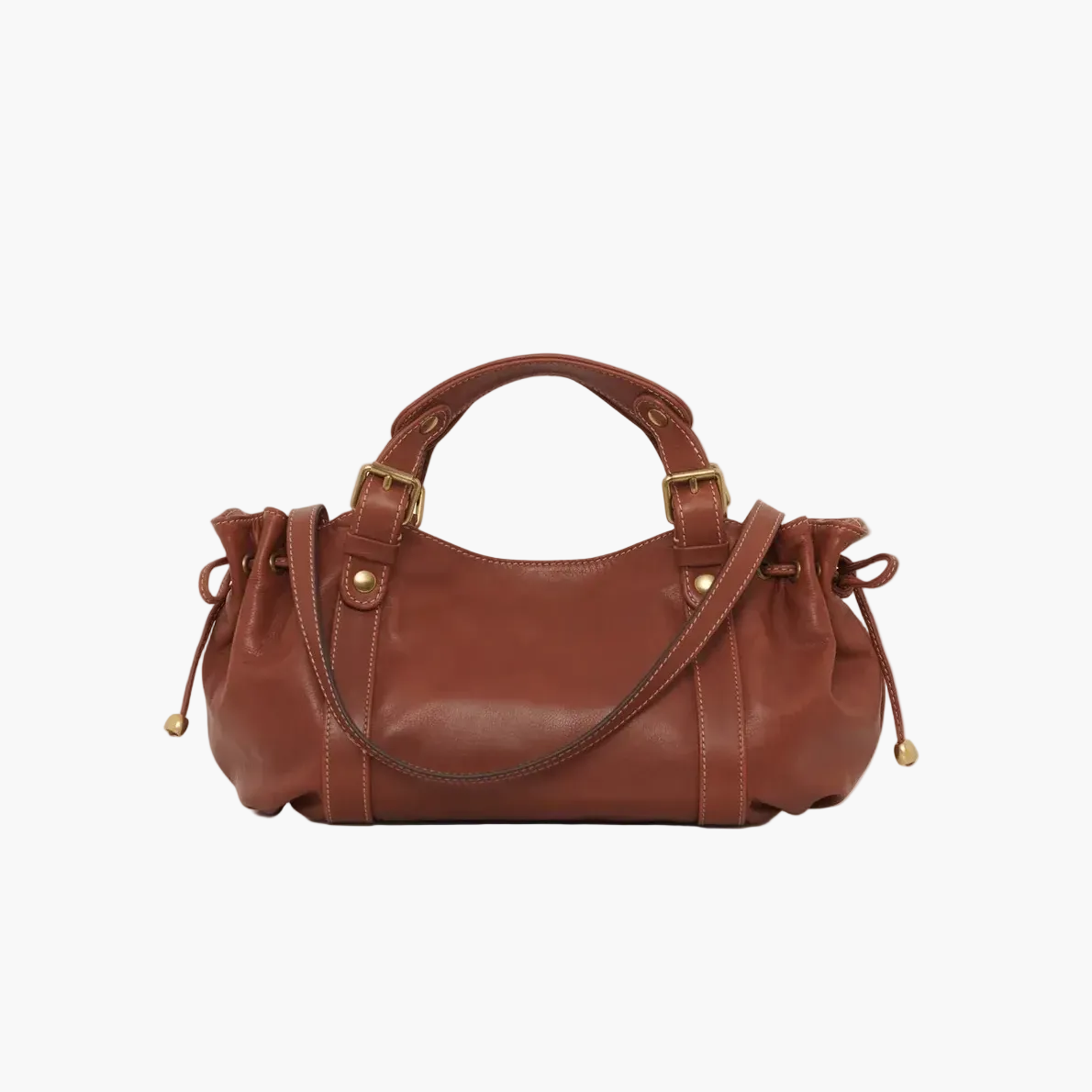 slouch shoulder bag brown women gold hardware top handle