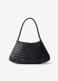 woven shoulder bag front view black - black - shoulder bag