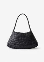 woven shoulder bag front view black - black - shoulder bag