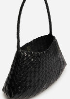 black woven shoulder bag open interior view - black - shoulder bag