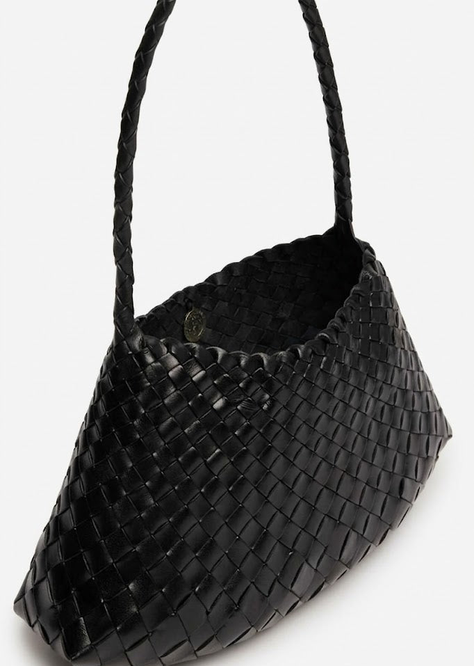 black woven shoulder bag open interior view - black - shoulder bag