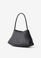 woven shoulder bag side view black - black - shoulder bag