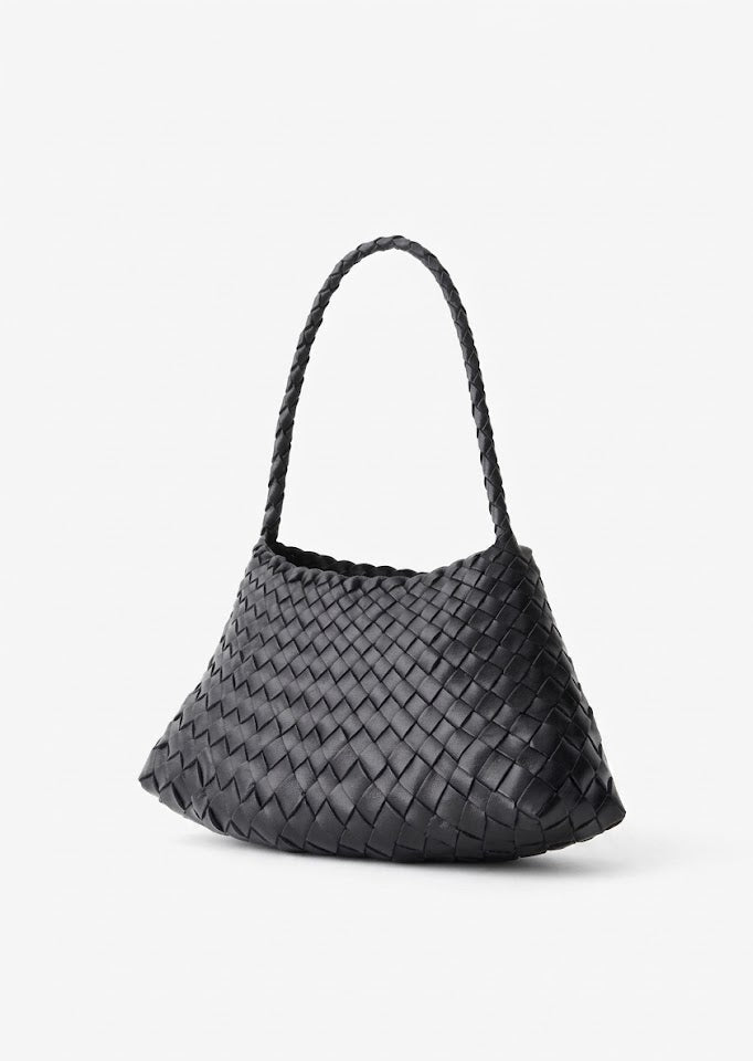 woven shoulder bag side view black - black - shoulder bag
