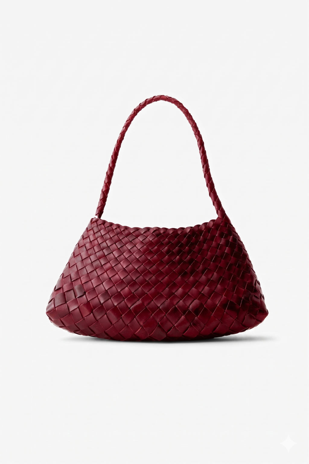 deep burgundy woven shoulder bag front view - burgundy - shoulder bag