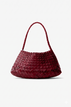 deep burgundy woven shoulder bag front view - burgundy - shoulder bag