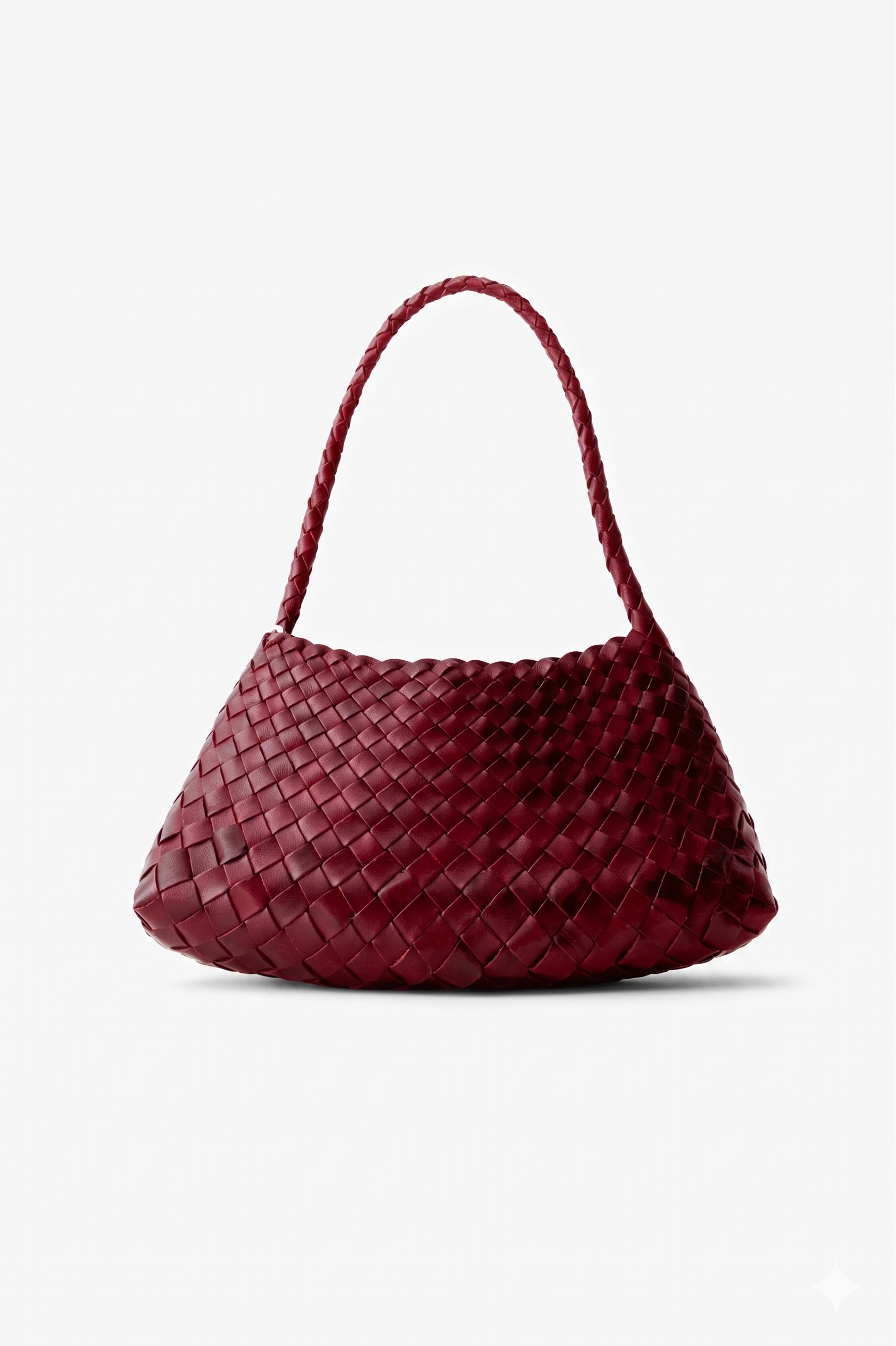 deep burgundy woven shoulder bag front view - burgundy - shoulder bag