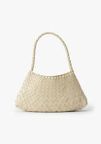 cream ivory woven shoulder bag front view - cream - shoulder bag