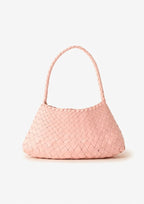 blush pink woven shoulder bag front view - pink - shoulder bag