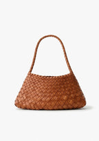natural tan woven shoulder bag front view - tan - shoulder bag