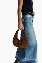 women wearing caramel fringe faux suede hobo bag shoulder street style boho