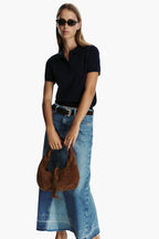 fringe faux suede hobo bag caramel women jeans casual street style
