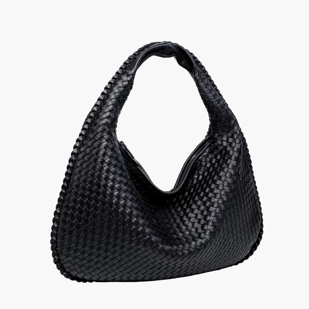 woven hobo shoulder bag black women everyday elegant