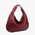 woven hobo shoulder bag burgundy women elegant