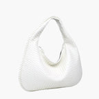 woven hobo shoulder bag white cream women elegant