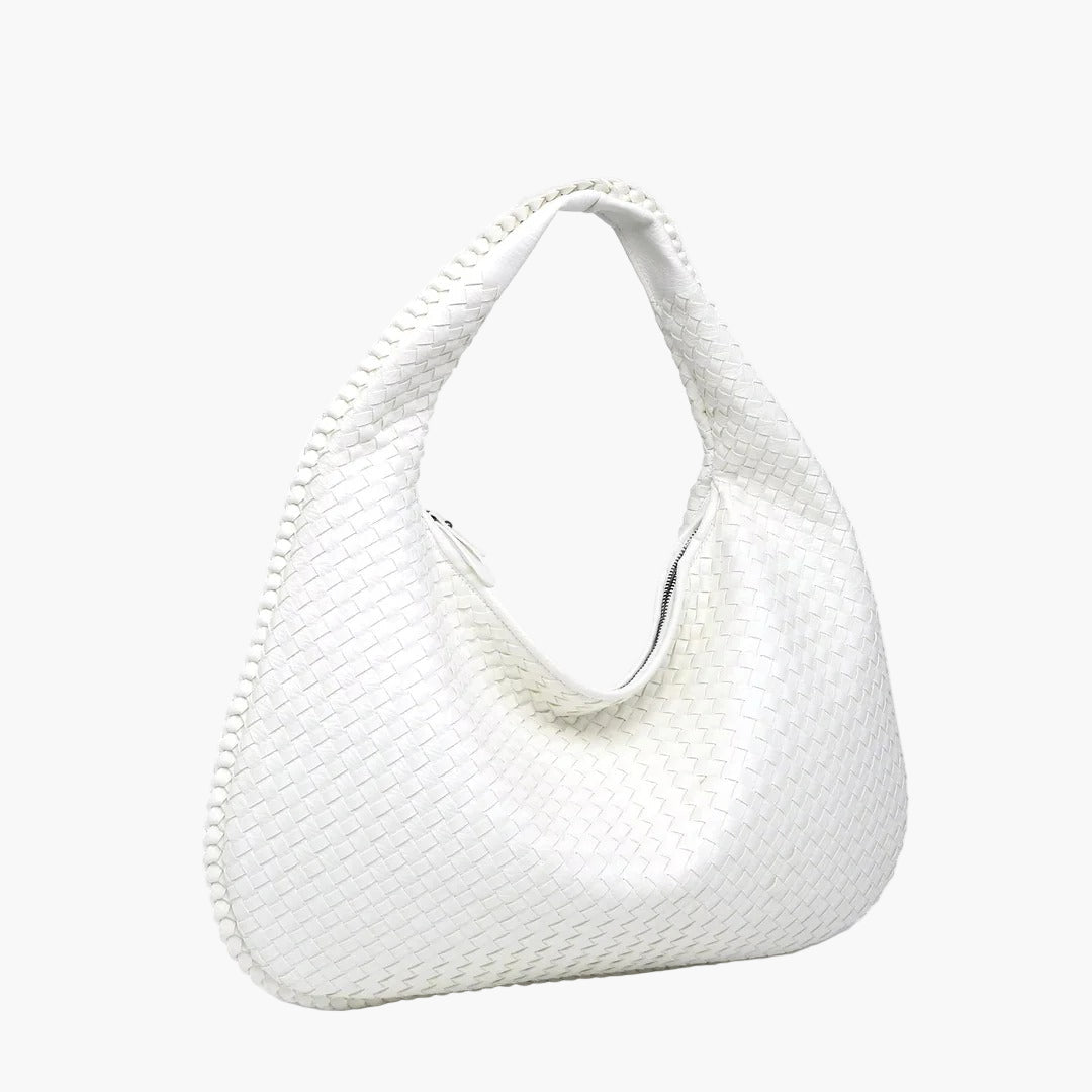 woven hobo shoulder bag white cream women elegant