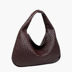 woven hobo shoulder bag mocha dark brown women