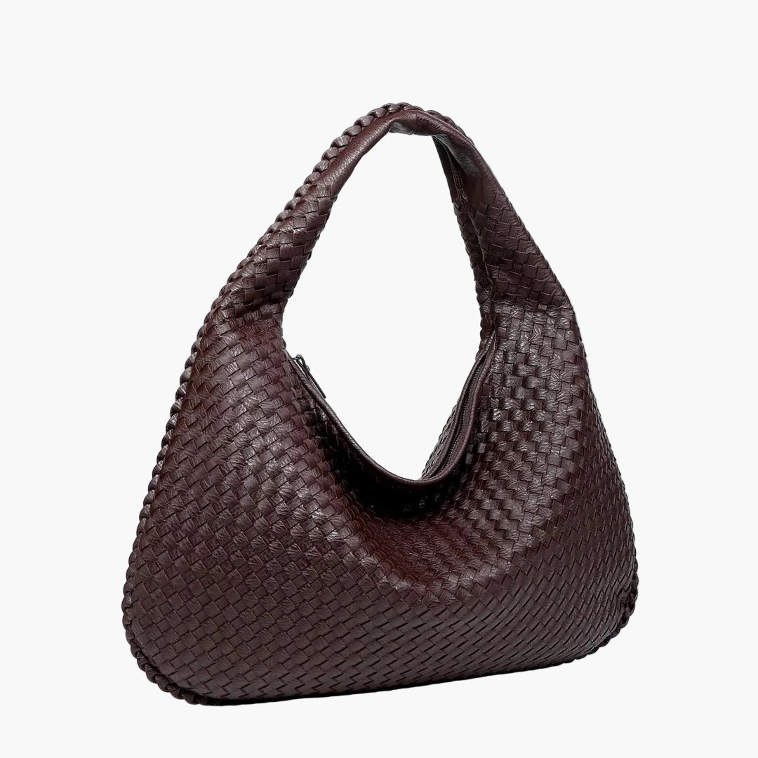 woven hobo shoulder bag mocha dark brown women