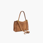 camel faux suede shoulder bag side view women luxury everyday