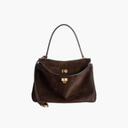 dark brown faux suede shoulder bag women everyday elegant