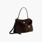 dark brown faux suede shoulder bag women everyday elegant