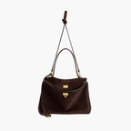 faux suede shoulder bag dark brown women top handle luxury
