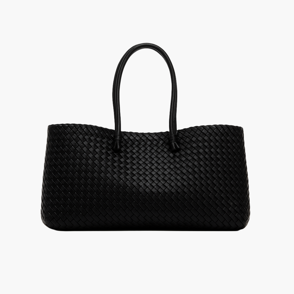 woven tote bag black women structured double handle elegant