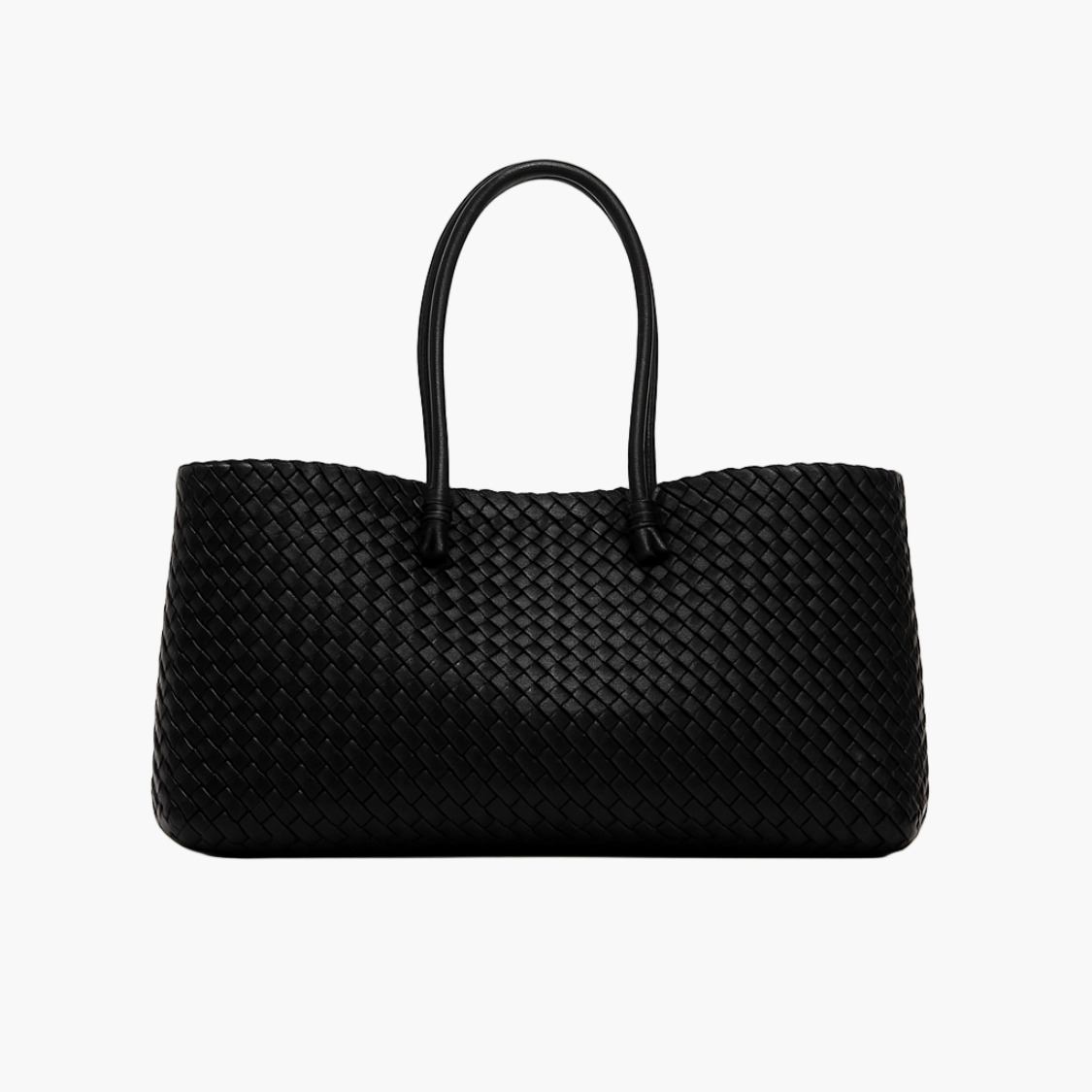 woven tote bag black women structured double handle elegant