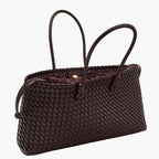 woven tote bag burgundy small front women structured