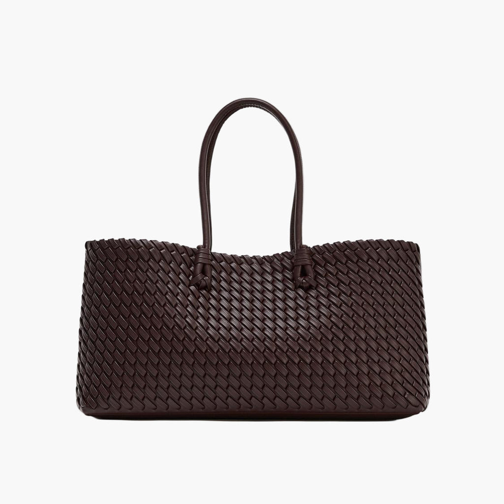 woven tote bag burgundy women structured double handle elegant