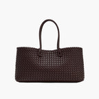 woven tote bag burgundy women structured double handle elegant