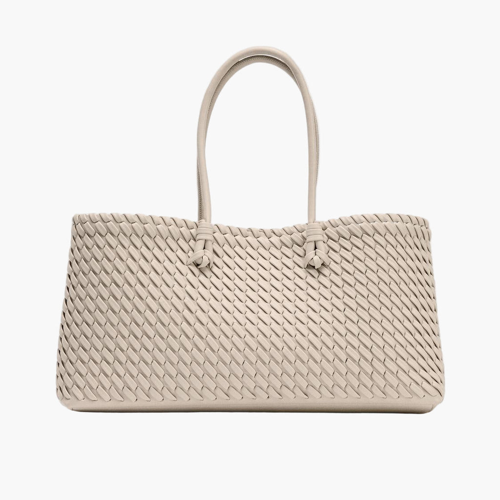 woven tote bag cream ecru women structured double handle