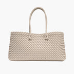 woven tote bag cream ecru women structured double handle
