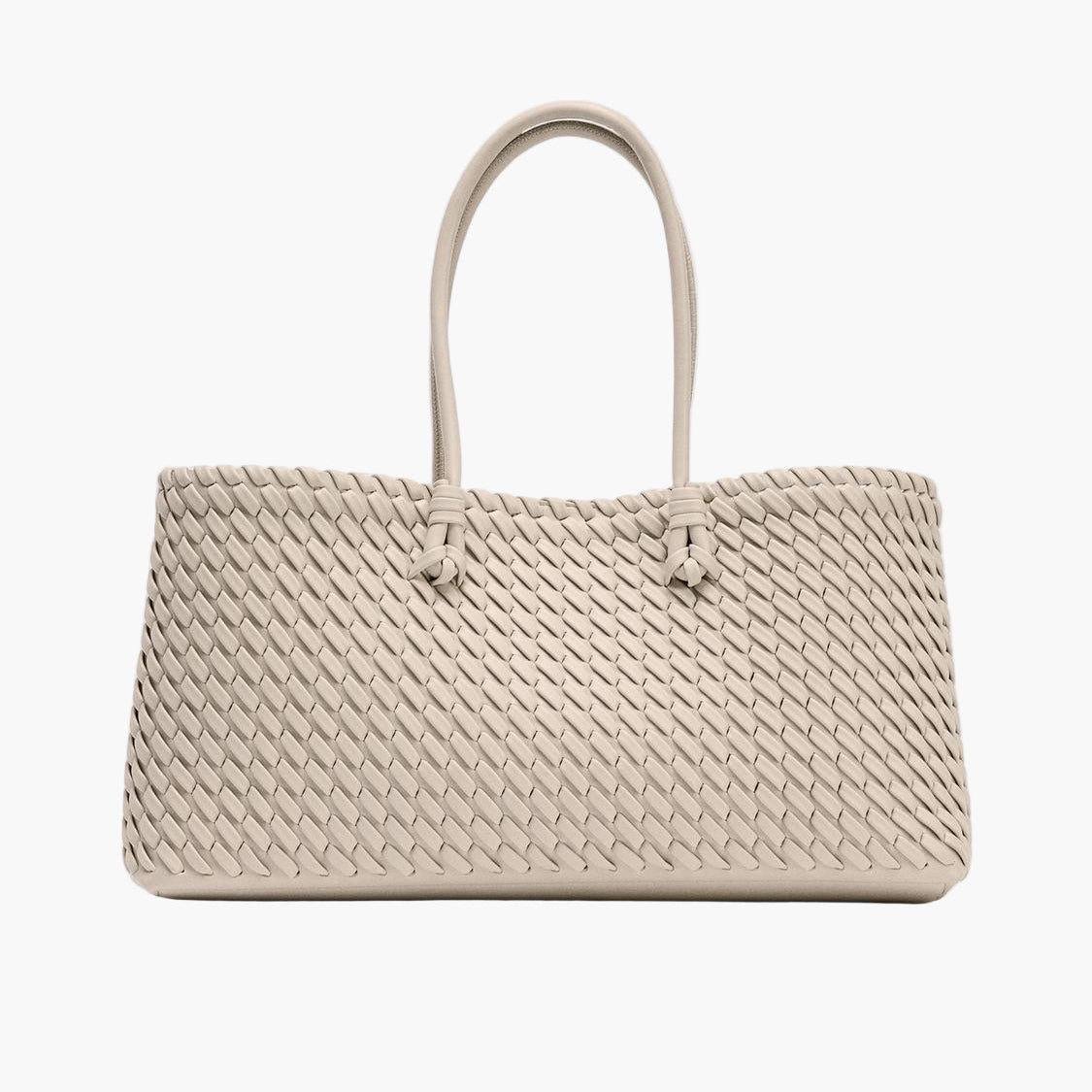 woven tote bag cream ecru women structured double handle
