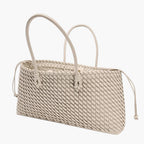 woven tote bag cream ecru side view women structured