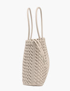 woven tote bag cream ecru side view women structured elegant