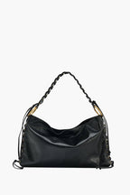 corset shoulder bag black women structured braided handle gold hardware