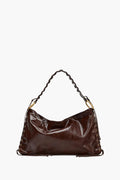 corset shoulder bag brown women structured braided handle gold hardware