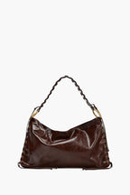 corset shoulder bag brown women structured braided handle gold hardware