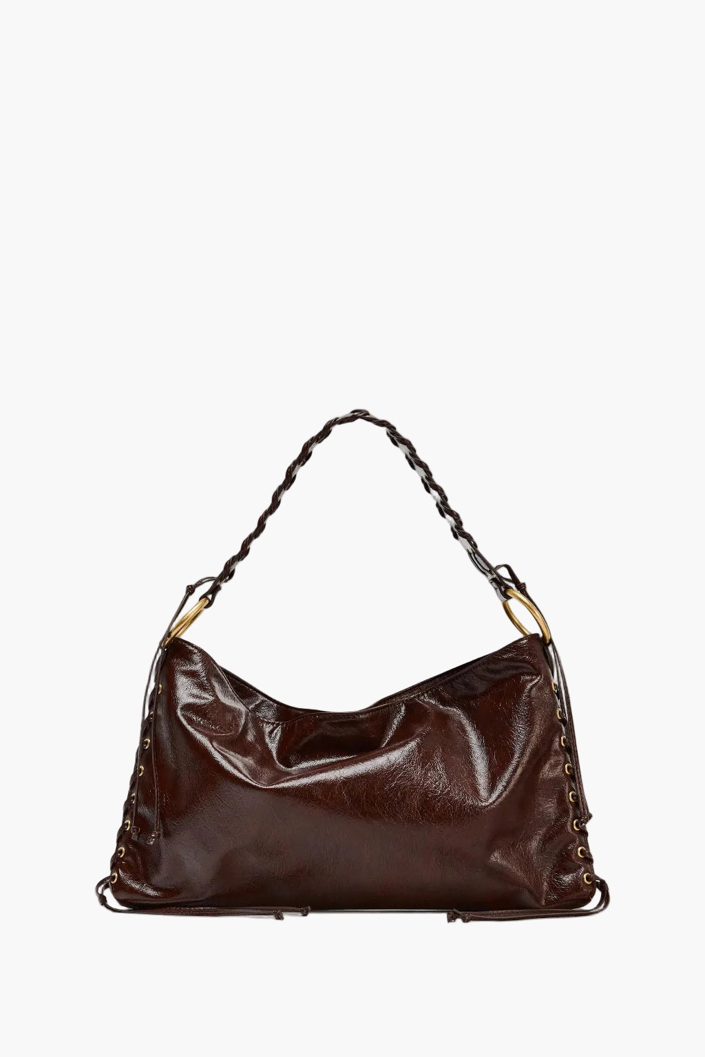 corset shoulder bag brown women structured braided handle gold hardware