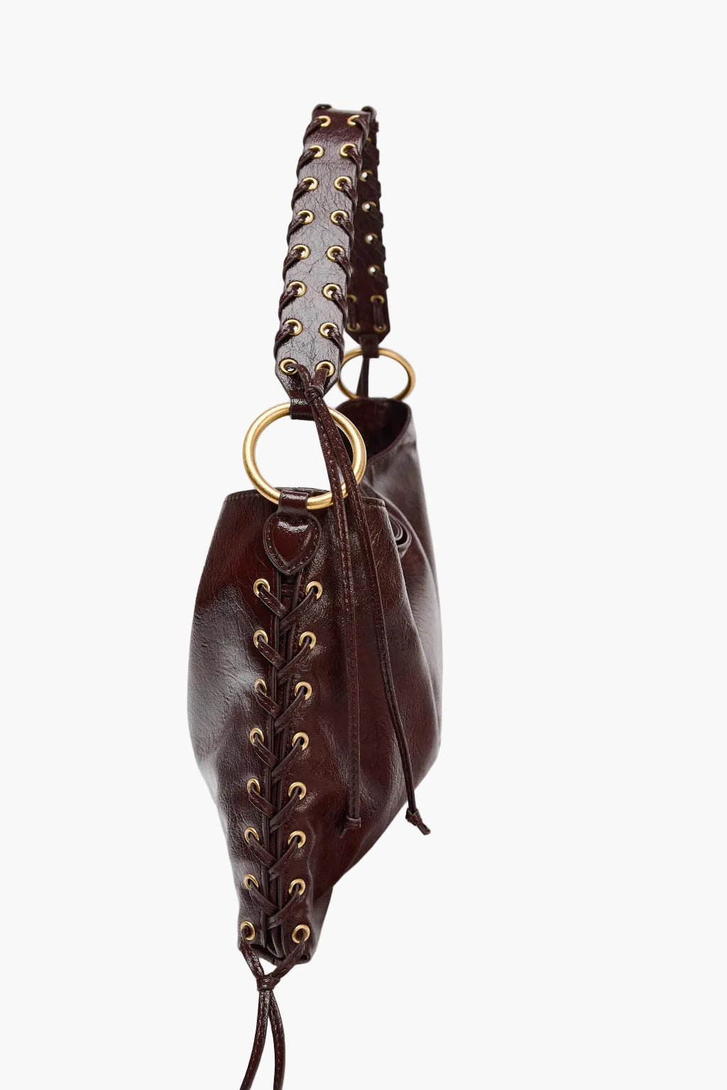 corset shoulder bag cacao side view braided handle women structured