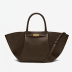 Mocha Manhattan Tote Midi with detachable shoulder strap, front view